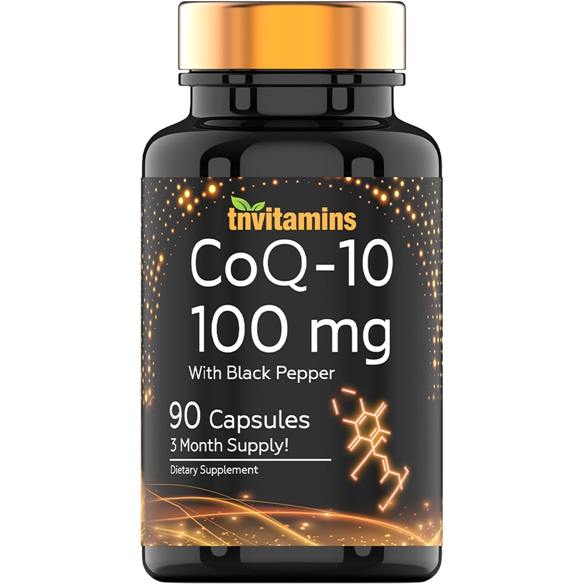 TNVitamins CoQ-10 (Coenzyme Q-10) 100mg - 90 Capsules with Black Pepper Extract | Potent Antioxidant