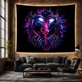 thumbnail image 6 of Dark Metallic Heart with Skeletal Hands Against Black Background Spooky Gothic for Goth Enthusiasts Neon Digital Art Decor Birthday Gift Tapestry Wall Hanging for Bedroom and Gaming Room, 6 of 7