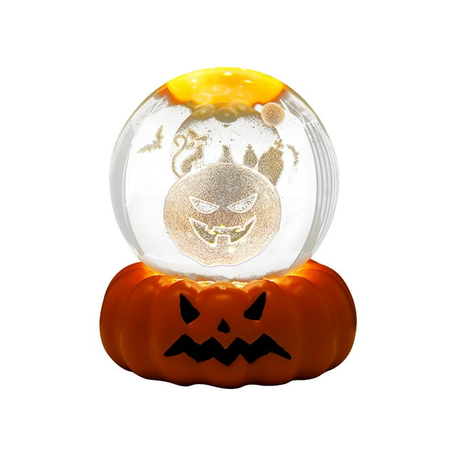 Halloween Lamp 3D Engraved Pumpkin Base Night Light Decor With /Witch/Cemetery Scene For Halloween Home & Desktop Decoration