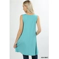 thumbnail image 4 of Women Round Neck Sleeveless Flowy Tunic Top with Side Pockets (Navy, 2X), 4 of 4