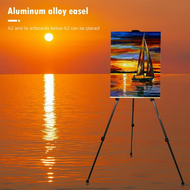 Cuadros Decorativos Wdftyju Caballete de artista de 63 pulgadas Caballete de aleación de aluminio ajustable con bolsa de transporte negro embutido en tela