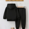 thumbnail image 3 of Piuwrlz Long Sweatshirt Sleeved and Elastic Waist Pants Little Girls Boys Sweatsuits 2pcs Sets New Fashionable Hood Activewear Set Black Size 120, 3 of 8
