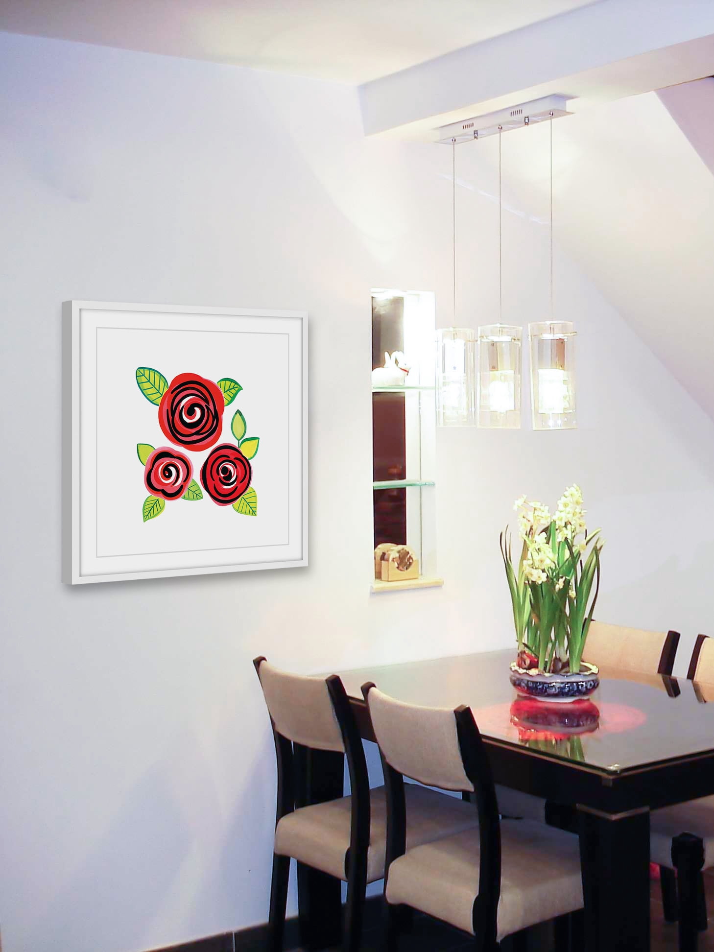 "Triple Red" Framed Painting Print