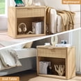 thumbnail image 6 of 2 Pack 31" Fluted Nightstand with Charging Station, Large 1-Drawer Natural Wood Bedside Table with Golden Handle, Large End Table for Bedroom, Living Room, Hallway, 6 of 10