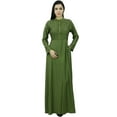 thumbnail image 1 of Bimba Women's Mandarin Collar Plain Jilbab Dress With Pockets Full Sleeve Maxi, 1 of 6