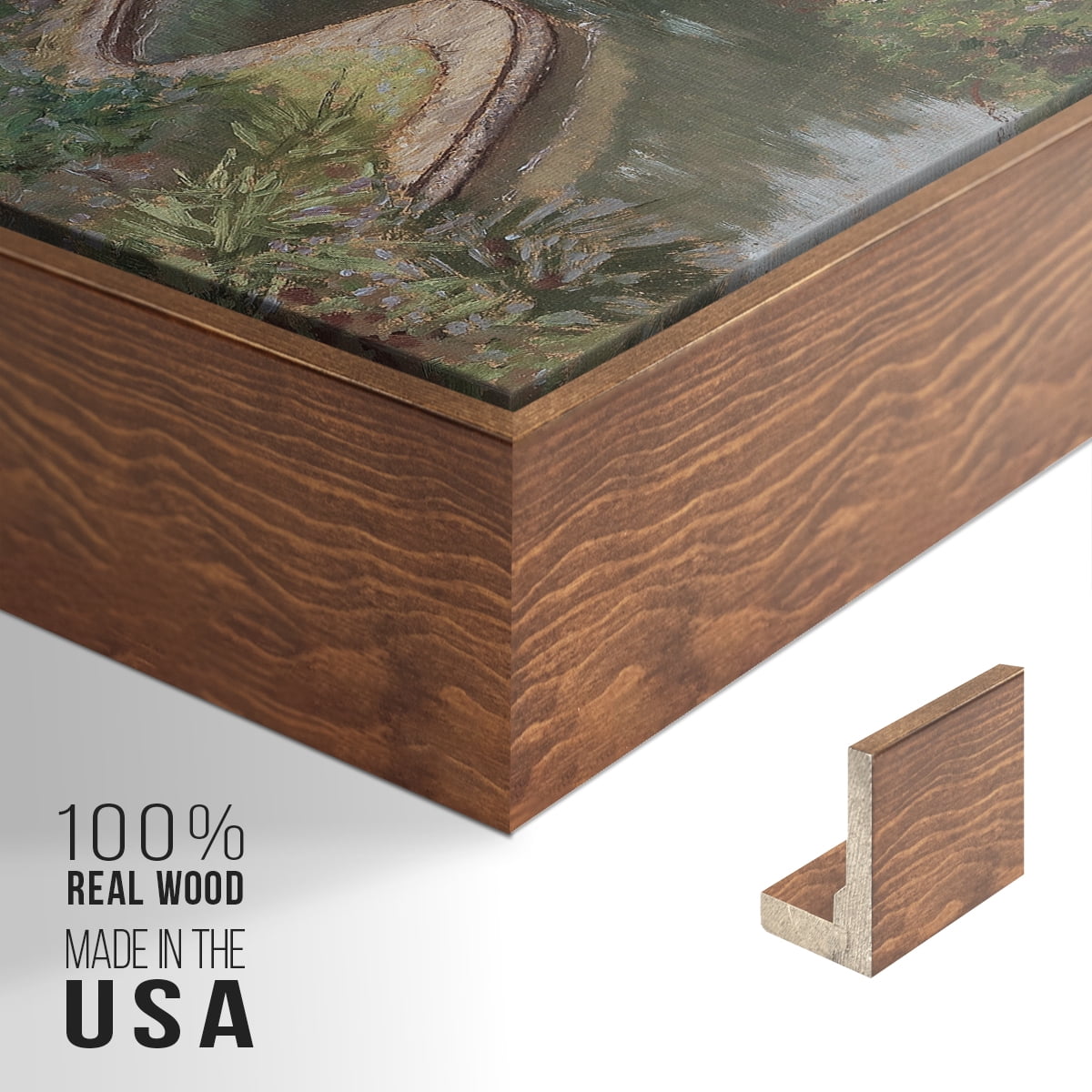 Vintage Landscape-CCCLXXII By Wexford Home Framed in Walnut Wood Gallery Wrapped Canvas 17 in. x 25 in.