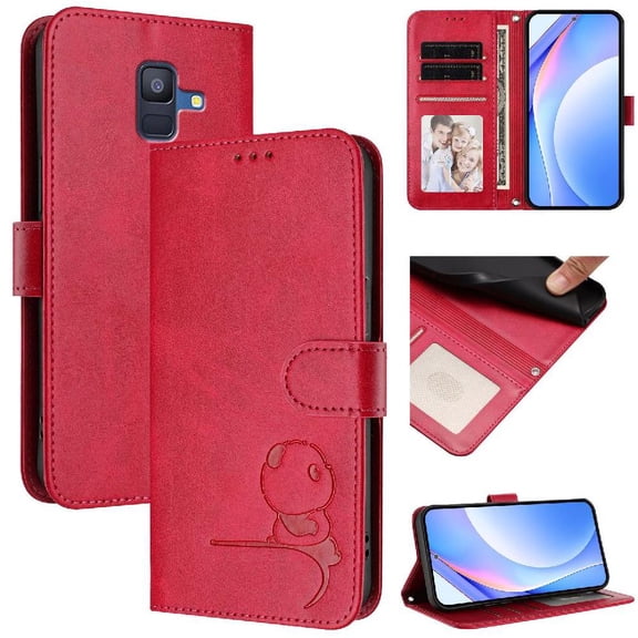Phone Case for Samsung Galaxy A6 2018 Pu Leather Rfid Blocking Magnetic Card Slots Holder Kickstand Flip Folio