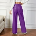 thumbnail image 6 of Tqyyweavej Faux Leather Pants for Women Straight Leg Solid Color Botton Zip Trousers Wide Leg PU Pants with Pockets Size S to 2XL, 6 of 10