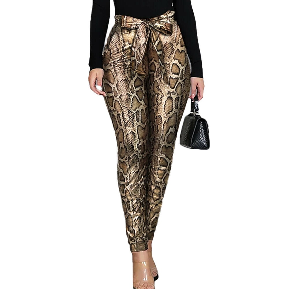 snake print high waisted pants