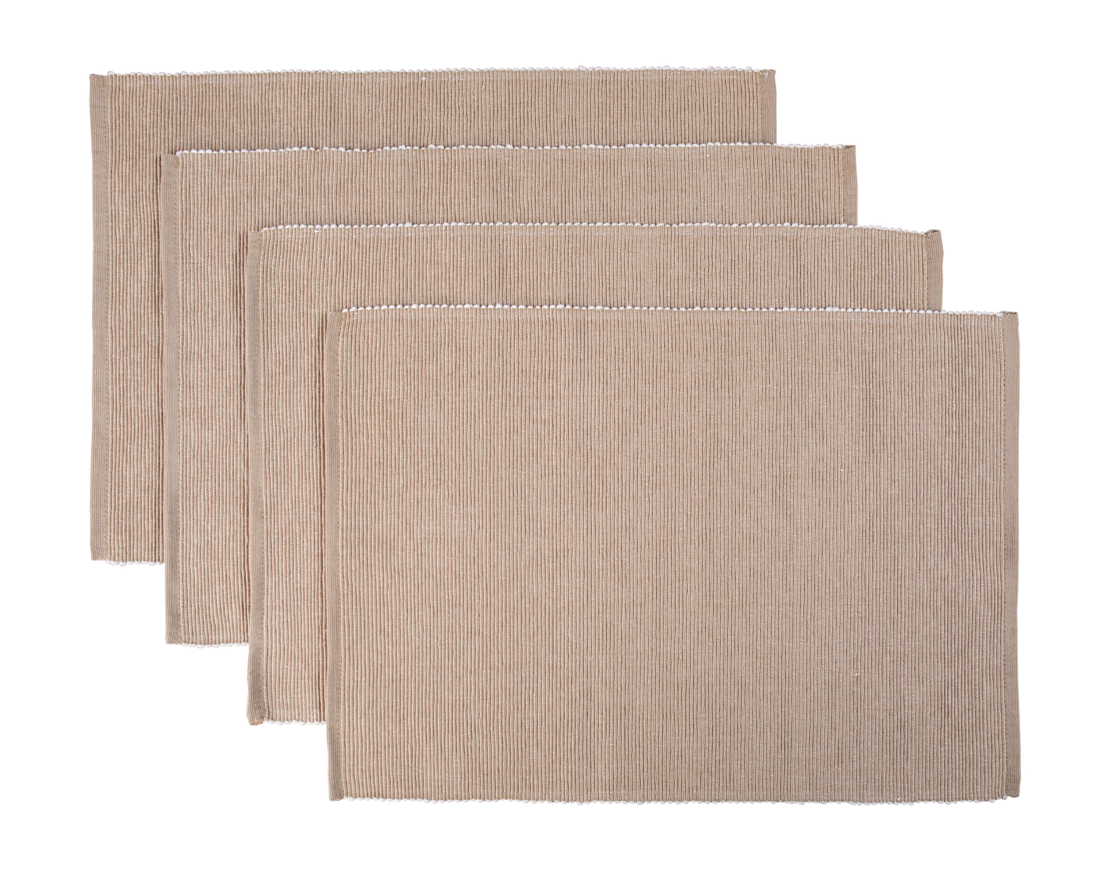 Mainstays Ribbed Chambray Placemat, 13 in x 18 in, Set of 4, Tan