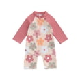 thumbnail image 1 of Argulvti Toddler Boy Girl Rash Guard Swimsuit Animal/Floral/Tree Print Long Sleeve Mock Neck Zip Bathing Suit, 1 of 7