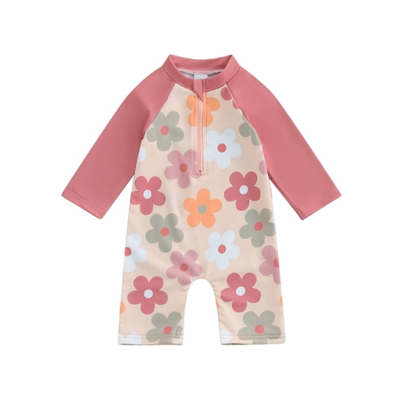 BemeyourBBs Toddler Baby Boy Girl Swimsuit Newborn Tree Floral Shark Swimsuits UPF 50 Rash Guard One Piece Zipper Swimwear Short Sleeve Summer Beach Bathing Suit
