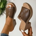 thumbnail image 5 of Viluyesy Womens Block Heeled Sandals, Slip-On Solid Color Open Toe Casual Fashion Thick Sole Shoes Brown, 5 of 5