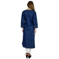 thumbnail image 6 of Bimba Women Button Down Denim Blue Kurta Kurti Long Sleeves Casual Tunic Blouse, 6 of 9