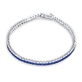 thumbnail image 2 of Bling Jewelry Womens Blue Sapphire CZ Tennis Bracelet .925 Sterling Silver 10 CTW Royal Blue Princess Cut CZ, 2 of 6
