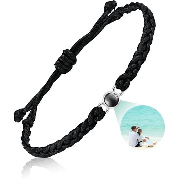 DESIGNICE Bracelets with Picture Inside,Personalized Photo Bracelet Projection,Personalized Gifts for Men Memorial,Men'S Id Bracelets Bracelets