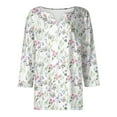 thumbnail image 3 of JULMCOMO Womens Summer Tops Button Down V-Neck Blouses 3/4 Sleeve Fashion T-Shirts Floral Print Cute Summer Tops Tunic, 3 of 5