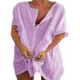thumbnail image 1 of Robe Décontractée Ample Grande Taille pour Femmes Manches Courtes Boutons Robe Chemise de Plage, 1 of 2