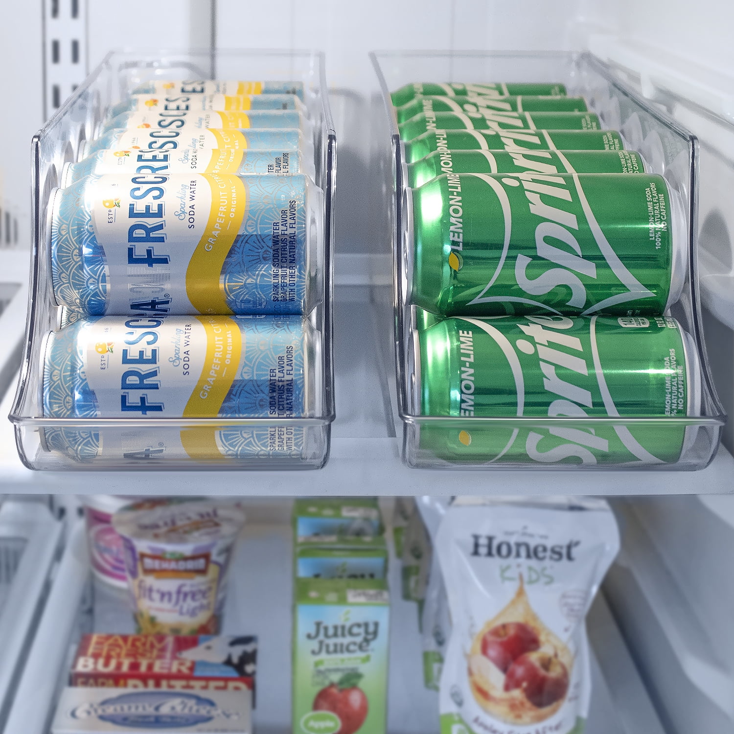 Sorbus 2 Pack Clear BPA-Free Plastic 12-Can Organizer Bins, Space Saving Storage