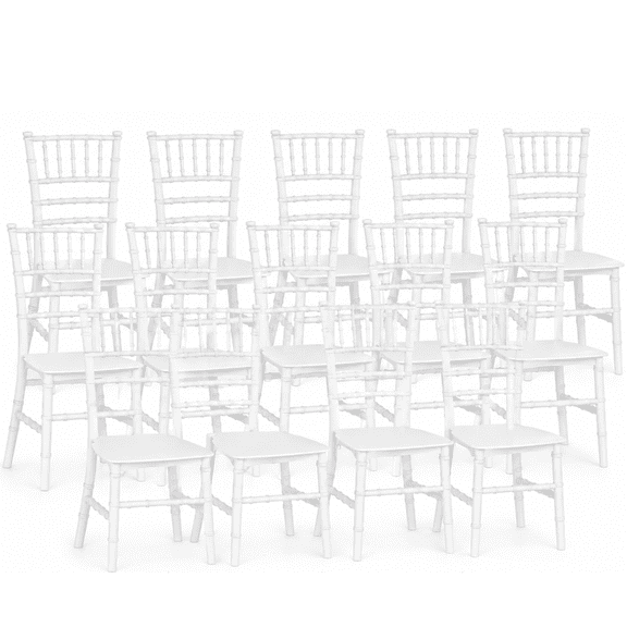 Children’s Chiavari Chair White – Durable Resin Kids Chair for Weddings, Parties, Events & Home Use, Lightweight Stackable Design (10, White)