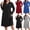 Black, variant on POIUYTR Plus Size Women Ribbed Knit Dress Summer Casual V Neck Half Zip Long Sleeve Dresses Loose Elegant Otufits