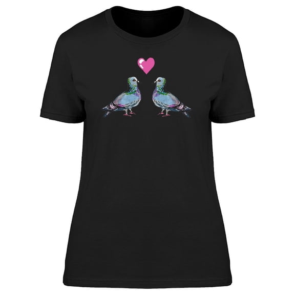 Watercolor Doves With Heart T-Shirt Women -Image by Shutterstock, Female Small