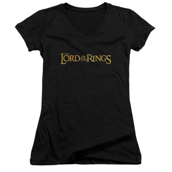 Lord of the Rings Lotr Logo Junior Women's T-Shirt V-Neck Black