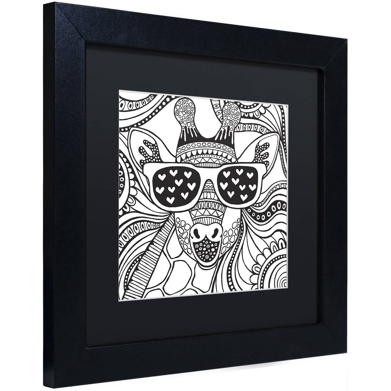 Trademark Fine Art "Cool Giraffe" Canvas Art by Hello Angel, Black Matte, Black Frame