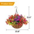 thumbnail image 2 of Hyindoor 2PCS Artificial Faux Flowers Hanging Plants Basket with 24Pcs Flowers, for Spring Summer Front Porch Balcony Yard Garden Patio Home Decor (9.8"DX14.3"H), 2 of 6