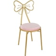 thumbnail image 5 of Butterfly Bow Tie Pink Vanity Chair, Velvet Cushion Metal Frame Lounge Dresser Seat with Butterfly Backrest, Use for Kitchen Pub Breakfast Dining Coffee Restaurant Home (Light Pink), 5 of 11