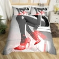 thumbnail image 2 of Erosebridal Housse de Couette Rouge à Talons Hauts Très Grand, Housse de Couette Pailletée Biling Très Grand, Housse de Couette Princesse Rêveuse Très Grand, Respirante Décorative pour Chambre à la Mode, Réversible, 3 Pcs (Sans Couette), 2 of 7