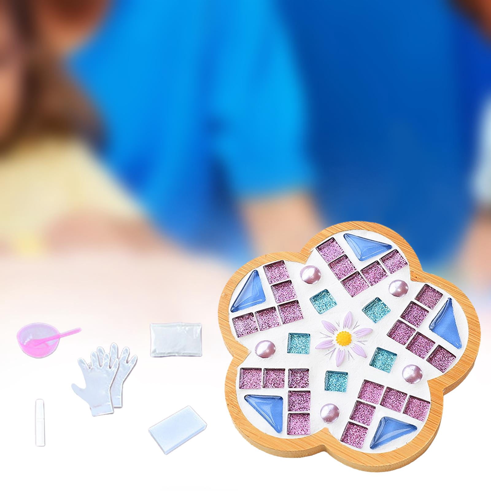 DIY Mosaic Coaster Holiday Gift Place Mat Cup Holder Children's Educational Toys Glass Mosaic Tiles for Home Ornament Dining Table A