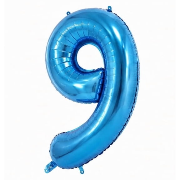 Blue Number "9" Aluminum Balloon