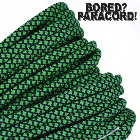 Bored Paracord Brand 550 lb Type III Paracord - Neon Green Diamonds 10 Feet