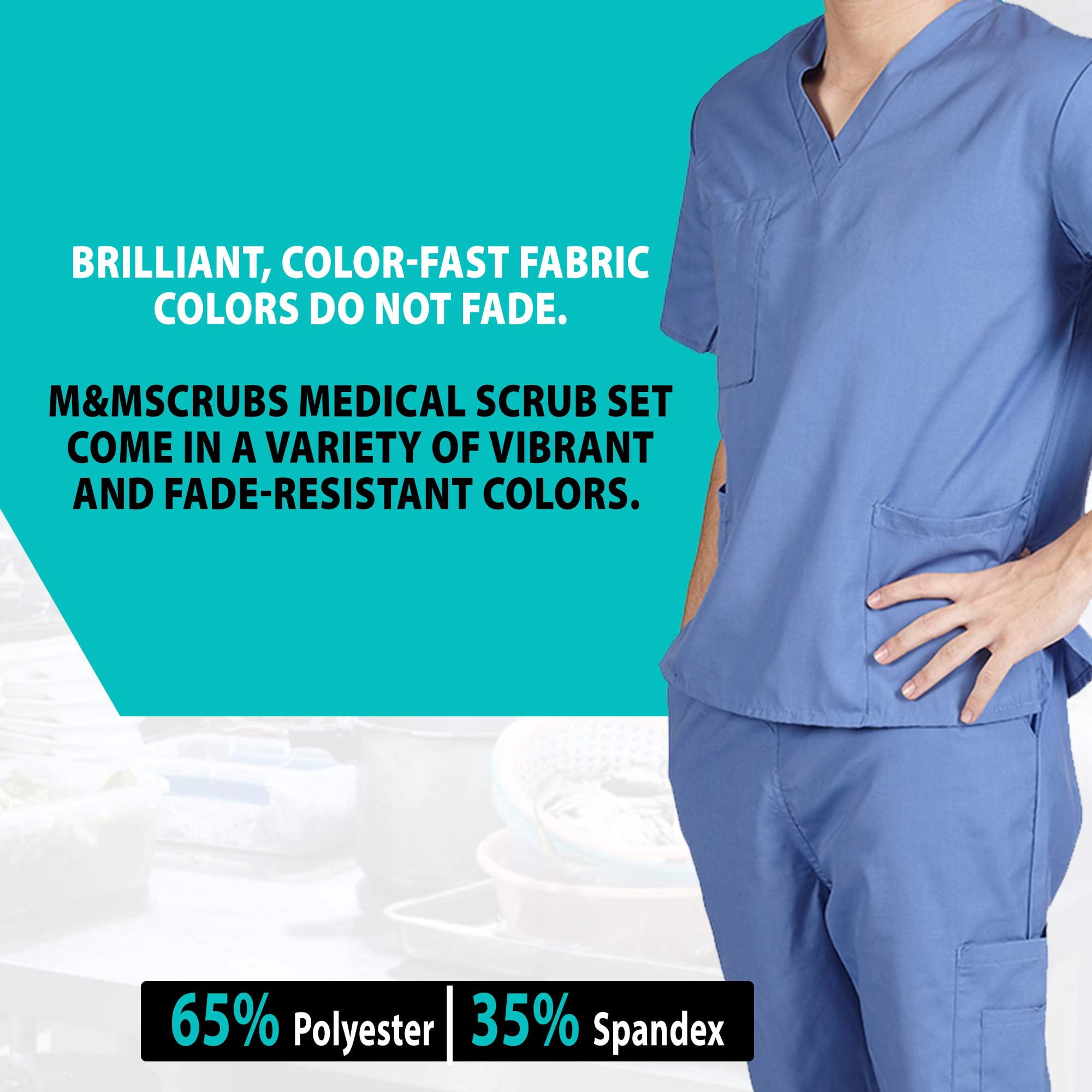 Men Scrub Set Medical Scrub Top and Pants (Ceil Blue, Medium)