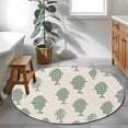 thumbnail image 4 of Marine Life Round Living Room Rugs 3.3 ft, Vintage Ocean Green Fish Stripes Linen Texture Washable Area Rug with Non-Slip Sturdy Edge Binding Round Front Door Mat Floor Carpet for Entryway, 4 of 9