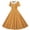 Orange, variant on Women's Vintage Plaid Print Short Sleeve Dress Button Front Waist Definition A Line Flared Midi Dress Yellow