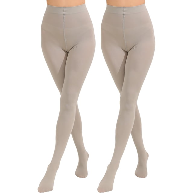 2 Pairs Women's Solid Color Tights 80D, Soft Opaque Microfiber Tights