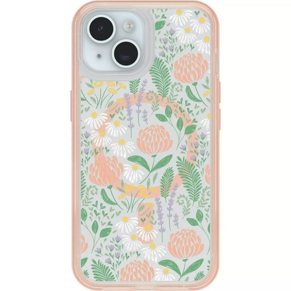 Restored OtterBox SYMMETRY SERIES Case for Apple iPhone 15, 14, & 13 - Peachy Bloom (Refurbished)