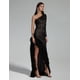 thumbnail image 2 of Vestido BELLA BARNETT de malla negra en un hombro con flecos de lentejuelas, 2 of 3