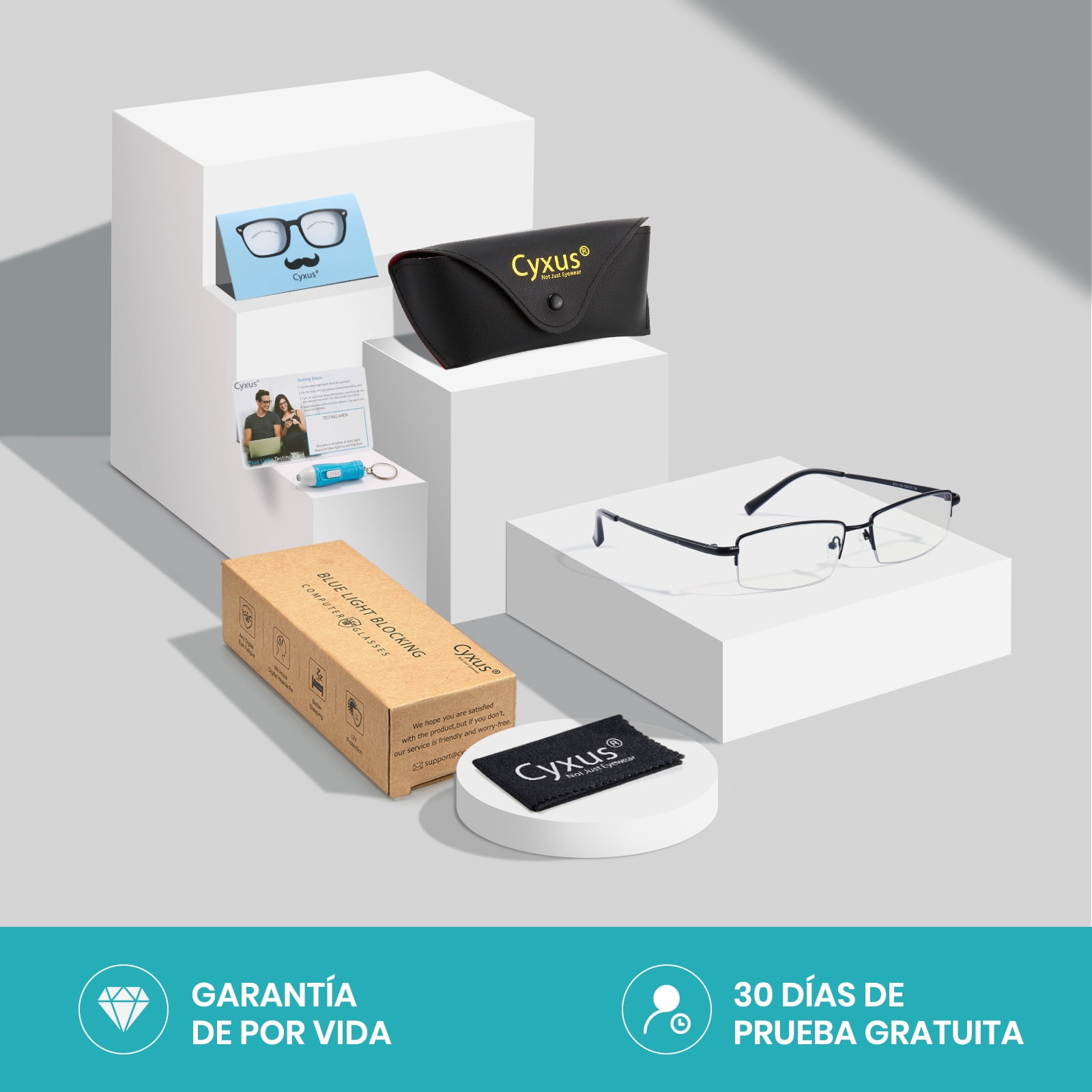 Cyxus Filtro de Luz Azul Gafas Medio Marco Rectangular para