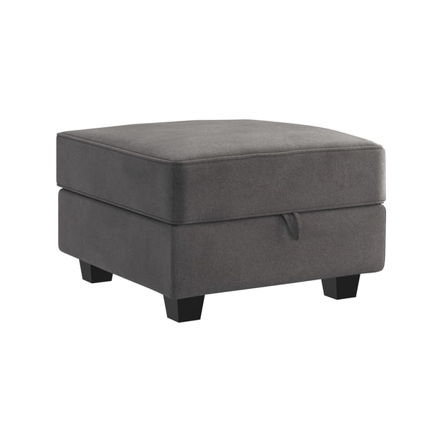 HONBAY Module de Pouf Carré en Velours pour Sofa Sectionnel Modulaire, Repose-Pieds avec Rangement, Gris Terne