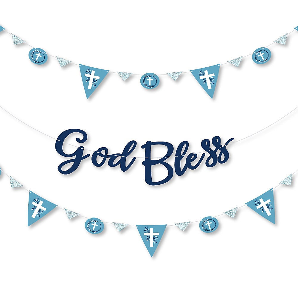 blue elegant cross boy religious party letter banner decoration 36 banner cutouts and god bless banner letters walmart com