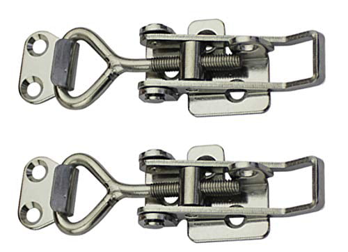 Household Door Cabinet Silver Tone Lock Toggle Latch Buckle 2 Set 
