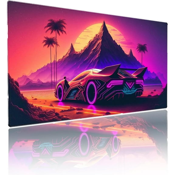 Race Car XXL Extended Mouse Pad Purple Non-Slip Rubber Desk Pads Large Japanese Gaming Office Stitched Edges Mouse Mat Big Waterproof Desktop Long Mousepad(Size:31.5x11.8in)