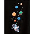 thumbnail image 4 of Camiseta negra Space Explorer para niño - Mezcla de algodón suave, cuello redondo, manga corta con estampado colorido de astronautas y planetas - Lavable a máquina, ideal para el verano, ropa de jue, 4 of 6