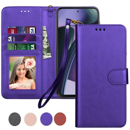 For Motorola Moto G Stylus 5G 2023 Wallet Case, Takfox PU Leather [3 Card Slots] ID Credit Card Holder Folio Flip Cover Magnetic Detachable Phone Case [Kickstand] & Lanyard- Purple