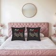 thumbnail image 2 of Set of 2 Throw Pillow Covers 18x18in - Black Background with Racing Checkered Flag & " Get it on the track " in Bold Red - Perfect for Couch Bed Car, 2 of 8