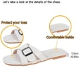 thumbnail image 4 of Domuza Sandals For Women 2026 Summer Flats Comfortable Wide Width Cute Slides Womens Casual Walking Beach PU Leather Shoes White 7（EU-38）, 4 of 7