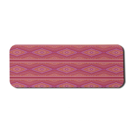 Ethnic Computer Mouse Pad  Bi-color Design Geometrical Ornamental Traditional Motif Folk Art  Rectangle Non-Slip Rubber Mousepad Large  31  x 12  Gaming Size  Dark Magenta Marigold  by Ambesonne